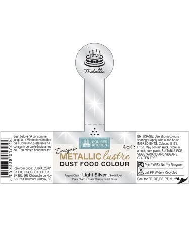 Squires Kitchen Metallic Lustre Dust in Light Silver - 4g | Designer Metallic Pigment for Cake Decorating - Buy Online on SooperMarket.com