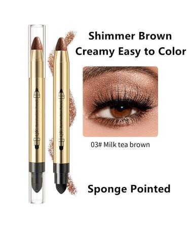 Go Ho Brown Highlighter Eyeshadow Stick - Cream-to-Powder Eye Brightener Crayon Pen - Shimmer Brown 03 - Buy Online on SooperMarket.com
