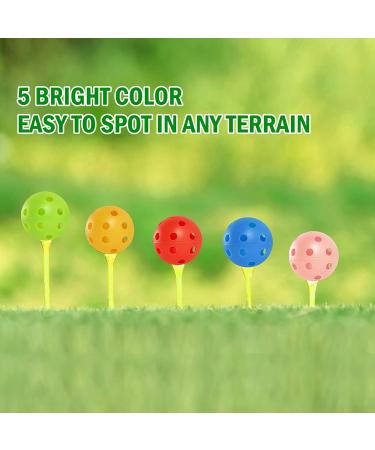 AQUEENLY 50-Pack Colored Plastic Golf Balls for Practice - Airflow Hollow Design for Swing Practice Indoors and Outdoors (5 Colors) - Buy Online on SooperMarket.com
