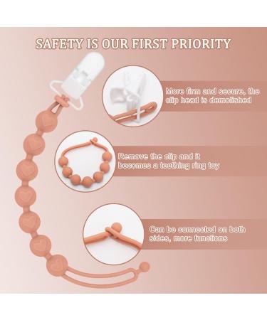 CLdy 2-in-1 Silicone Pacifier Chain & Bite Ring Toys - BPA-Free Baby Pacifier Holder Strap - 3-Pack (Orange Purple Pink) for Boys & Girls - Buy Online on SooperMarket.com