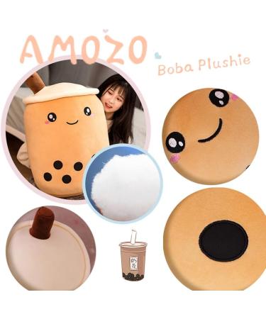 AMOZO Cute Cartoon Boba Milk Tea Plush Doll - 24cm Beige Giant Bubble Plushie Stuffed Pillow Toy - Buy Online on SooperMarket.com
