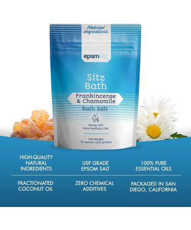 Sitz Bath Salt 15 Oz - Epsom Salt Soak with Frankincense & Chamomile Essential Oils | Relax & Soothe International Shipping - Buy Online on SooperMarket.com