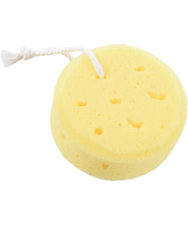 MRNHA Yellow Round Bath Body Shower Soft Sponge w Hanging Loop - Buy Online on SooperMarket.com