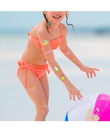 Glitter Summer Tattoos for Kids & Adults - Hawaiian Luau Themed, Waterproof Stickers for Pool Parties & Beach Decor - Buy Online on SooperMarket.com