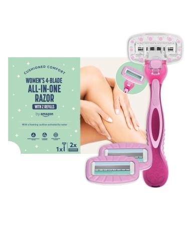 by Amazon Women's All-in-One 4 Blade Razor + 2 Refills 1 Razor 2 Refills