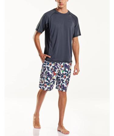 TSLA Swimwear Short Sleeve Top | UV Protection UPF 50+ Quick-Dry Rash Guard for Men | 1 Pack Charcoal & Black M - Buy Online on SooperMarket.com