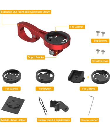 Aero Bars Mount - Garmin Bike Computer Mount for Garmin Edge | Compatible with Wahoo, Bryton, Cateye, GoPro | Red - Buy Online on SooperMarket.com