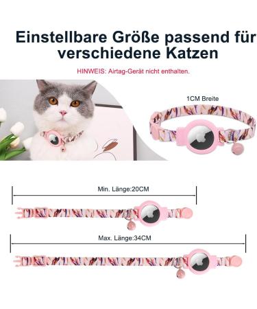 Mouyou Airtag Cat Neck Band - Adjustable Soft Nylon Collar with Bell & Silicone Holder - Pink Pattern C4 (22-34cm) - Buy Online on SooperMarket.com