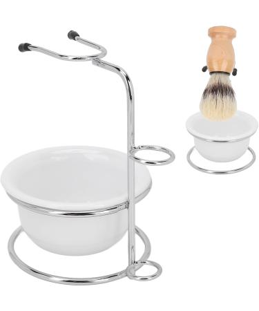 Bordstract Restaurant Stand Bowl Set - Professional Shaving Soap Peel Razor & Brush Holder for Men | Durable Stainless Steel & Nylon Wool Brush | Comfortable Silver White Design - Buy Online on SooperMarket.com