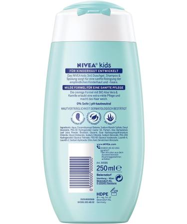 Nivea Kids 3-in-1 Shower Gel Shampoo & Conditioner (250 ml) Care and Cleaning for Kids with Magic Apple Fragrance Extra Mild & Soap-Free Hair and Skin Care for Children - Buy Online on SooperMarket.com