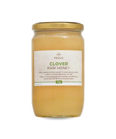 Earthbreath Clover Raw Honey - 1kg - Pure Unpasteurised and Unfiltered - Natural Sweetener for Cooking Coffee Tea Juice Drinks Food