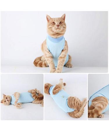 Cat Professional Surgical Recovery Suit Cat Clothes for Abdominal Wounds or Skin Diseases (M Blue) 1.36 kg (Pack of 1) Blue - Buy Online on SooperMarket.com