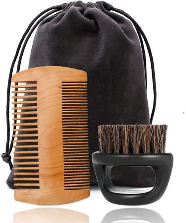 YMZ Men's Double Sided Beard Comb & Shaving Brush Set - Premium Grooming Tool for Stylish Beards | International Shipping Available - Buy Online on SooperMarket.com