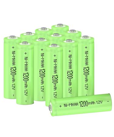 Ni-MH Rechargeable AA Batteries 1.2V 1200mAh High Capacity Pre-Charged Double A Solar Battery for Garden Landscaping Solar Lights String Lights Pathway Lights Mouse Keyboard (Pack of 12)