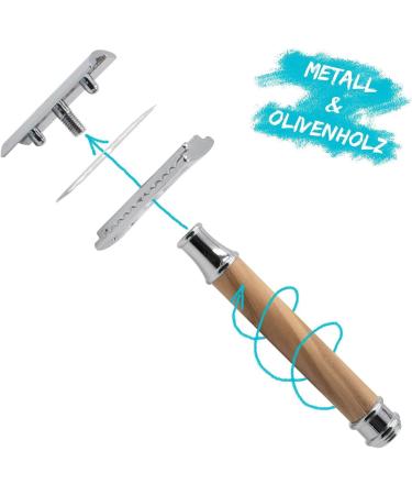 Chinchilla Razor Plane | Sustainable Olive Wood & Metal Razor | Zero Waste & Plastic-Free | Includes 10 Blades & Bags | Eco-Friendly Grooming for Men & Women - Buy Online on SooperMarket.com