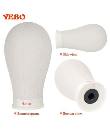 YEBO 21 Inch Polyurethane Canvas Block Head Wig Display with Stand - White - Buy Online on SooperMarket.com