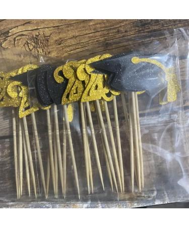Knadgbft 48PCS 2023 Year Gold Graduation Cupcake Toppers 2023 Graduation Decorations Food Decor/Graduation Grad Cap Party/Mini Cake Decor Insert - Buy Online on SooperMarket.com