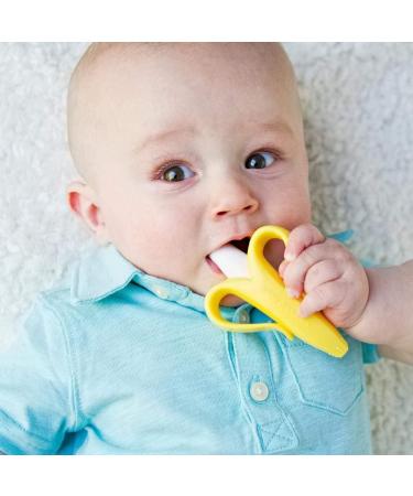 Baby Banana Yellow Banana Infant Toothbrush - Easy to Hold Train Infants Babies and Toddlers for Oral Hygiene - Teether Effect for Sore Gums - Buy Online on SooperMarket.com