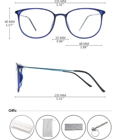 Koosufa Classic Retro Glasses Frames - Thin Nerd Glasses for Men & Women Ultra-Light TR90 Panto Frames with Case - Stylish Prescription-Free Eyewear in Blue - Buy Online on SooperMarket.com