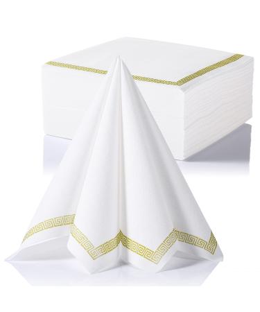 LEKOCH 50 PCs disposable high -quality napkins -like white with elegant design airlaid napkins 40x40 white for wedding premium quality white with design - 50pcs