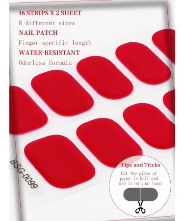 Kalolary 32PCS Gel Nail Polish Strips - Bright Red | Adhesive Full Wrap Sticker with Nail File | Waterproof & Long-Lasting | UV/LED Lamp Required - Buy Online on SooperMarket.com
