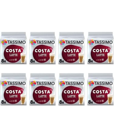 Tassimo Costa Latte Pods - Pack of 8 Total 128 discs 64 Drinks
