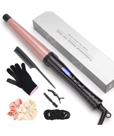 Hair Curling Wand 19-32MM Tapered Curling Iron Professional Ceramic Hair Curler Wand with Heat-Resistant Glove Dual Voltage
