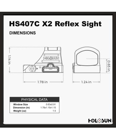 Holosun HS407C-X2 Classic Open Reflex Red Dot Sight 2 MOA - Black - Buy Online on SooperMarket.com