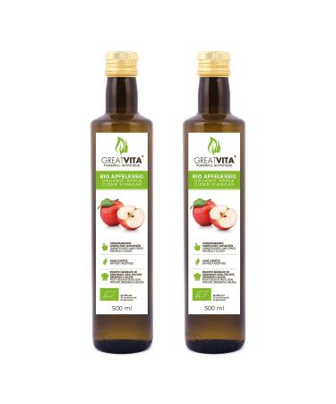 GreatVita Organic Apple Cider Vinegar naturally cloudy & unfiltered with mother of vinegar (2 x 500 ml)