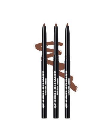 Ruby Kisses Auto Lip Liner Pencil Long Lasting Smooth Application Mechanical Lip Liner Pencil 3 PACK (Espresso)