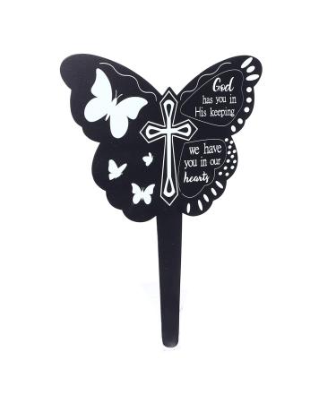 Memorial Stake Plaque Markers Graveyard Decoration Garden for Butterfly Black Plaques