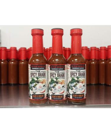 The Spicy Shark Hammah Gatah Extreme Heat Hot Sauce - Made with Scorpion Pepper Habanero Carolina Reaper Pepper & 7-Pot Primo Pepper - Brand Featured on Hot Ones - Buy Online on SooperMarket.com