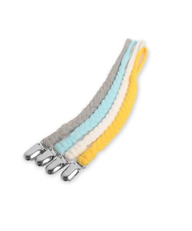 EXQUILEG 4Pcs Pacifier Strap Baby Pacifier Chain Clips Cotton Pacifier Strap With Stainless Steel Clamps for Unisex Baby (LA05)