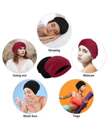 Silk Bonnet for Sleeping - 2PCS Silk Hair Wrap for Women/Men - Red & Black, Black & White - Buy Online on SooperMarket.com