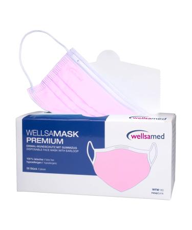 Wellsamed Wellsamask 50 pieces medical face mask Type IIR with elastic band single colour (pink) Pink 1 piece (pack of 50)