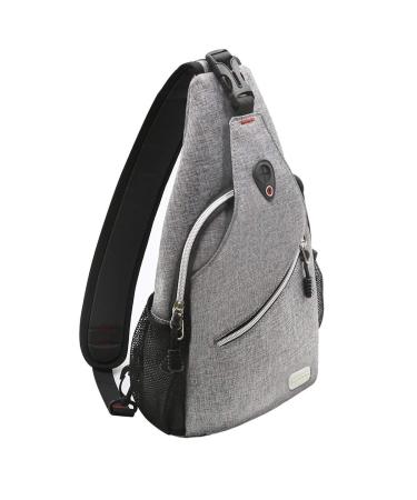 MOSISO breast pocket sling bag Sling backpack shoulder backpack polyester multipurpose crossbody shoulder bag shoulder bag sports bag travel hiking daypack for men women gray
