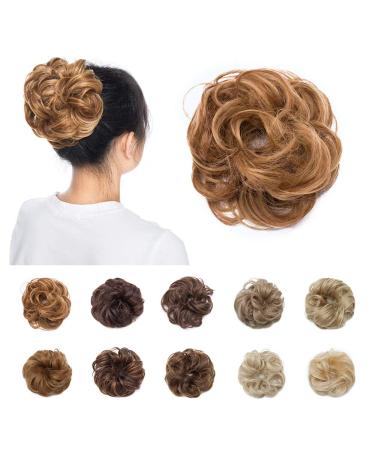 Messy Hair Scrunchies for Women Scrunchy Scrunchie Bun Up Do Hair Piece Hair Ribbon Ponytail Extensions Wavy Auburn & Dark Blonde 25 g Auburn & Dark Blonde