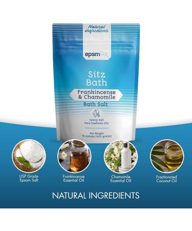 Sitz Bath Salt 15 Oz - Epsom Salt Soak with Frankincense & Chamomile Essential Oils | Relax & Soothe International Shipping - Buy Online on SooperMarket.com