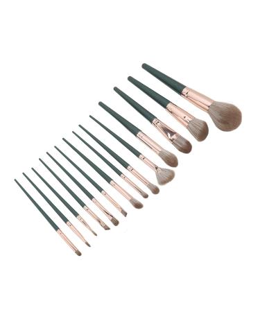 Complete 14-Piece Cosmetic Brush Kit for Sensitive Skin | Includes PU Bag | Green Eyeshadow & Foundation Tools | Worldwide Shipping - Buy Online on SooperMarket.com