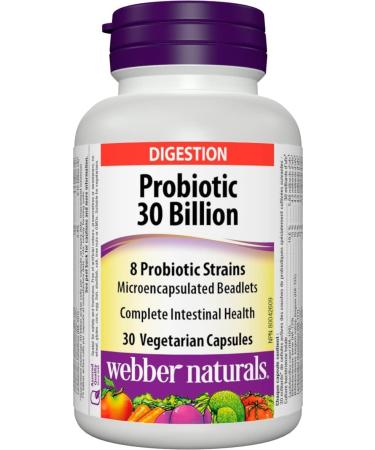 Webber Naturals Omega-3 900 mg Triple Strength & Probiotic 30 Billion Active Cells 8 Probiotic Strains 30 Capsules For Digestive Health Vegetarian 80 Omega + 30 Capsules - Buy Online on SooperMarket.com