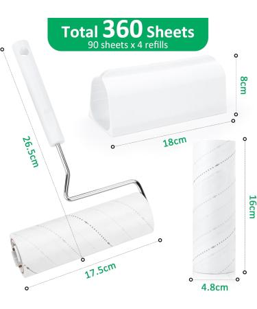 ONLYESH 360 Leaves Foot Roll - 16cm Lint Roller for Cat Hair Sofa Bed & Carpet | 4 Rolls 90 Sheets Each - Perfect for Pet Owners! - Buy Online on SooperMarket.com
