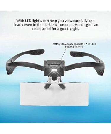 Head Mount Magnifier with LED Light Hands Free Eyeglass Type Eyelashes Extension Magnifying Glass with 5 Interchangeable Lenses - Buy Online on SooperMarket.com