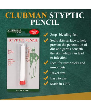 Clubman Styptic Pencil Travel Size 0.25 oz - Pack of 2 | Fast-Acting Skin Relief - Buy Online on SooperMarket.com