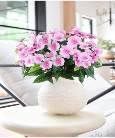 FERIAL Artificial Impatiens Bouquet Faux Impatiens Bushes Pink for Patio Lawn Garden Wedding Photo Outdoors Pot Hanging Basket Porch Decoration Purplepink - Buy Online on SooperMarket.com