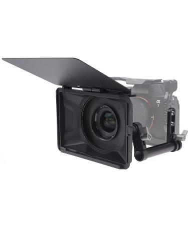 Foto4easy Mini Matte Box,Lightweight Matte Box 15mm Rod Support with Top Flag for DSLR Mirrorless Cameras,Compatible with 67mm/72mm/77mm/82mm Lenses,Supporting 4x4/4x5.65 Filters, Black Standard Edition