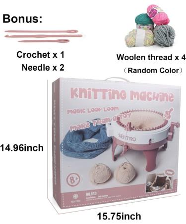 48-Needle Knitting Machine with Row Counter for Adults/Kids - DIY Scarf, Hat, Sock - Rotating Double Knits - Smart Weaving Loom - Buy Online on SooperMarket.com