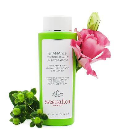 Sweetsation Therapy/Yunasence NEW ENAHANCE Essential Beauty Renewal Essence 6oz. With AHA+PHA 4-D Hyaluronic Acid. Gentle Facial Peel for Brighter Younger More Even Skin.
