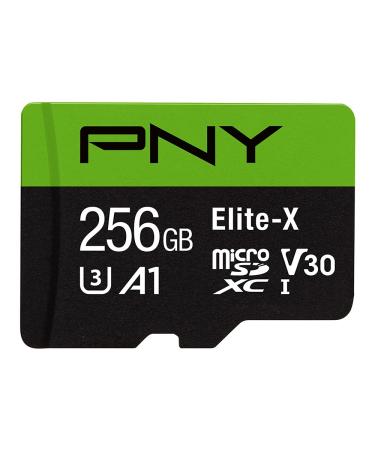 PNY 256GB Elite-X Class 10 U3 V30 microSDXC Flash Memory Card - 100MB/s, Class 10, U3, V30, A1, 4K UHD, Full HD, UHS-I, micro SD 256GB FLASH CARD