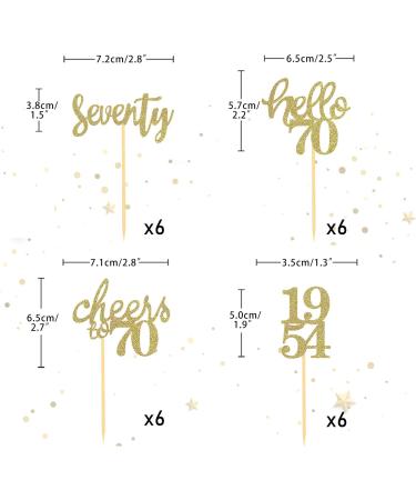24 Pcs Glitter 70th Birthday Cupcake Toppers Since 1954 Cupcake Picks for Man Woman 70th birthday decoration 70th Party Cake Decoratios (Gold) - Buy Online on SooperMarket.com