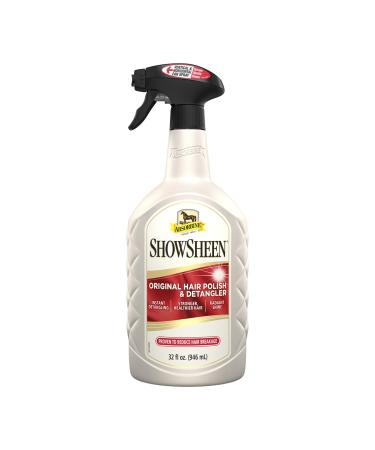 Absorbine ShowSheen Hair Polish & Detangler for Coat Mane & Tail for Horses & Dogs Mane and Tail Detangler Spray Instant Detangling Reduce Hair Breakage Nourish Hair & Radiant Shine 32oz Spray Bottle